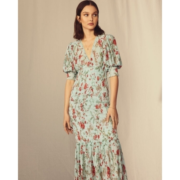 Bytimo Plissé Floral Maxi Dress - Picture 1 of 8